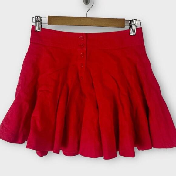 J. Crew Button Up Mini Skirt in Linen Vintage Red Size 0 BY898 New - Picture 4 of 6